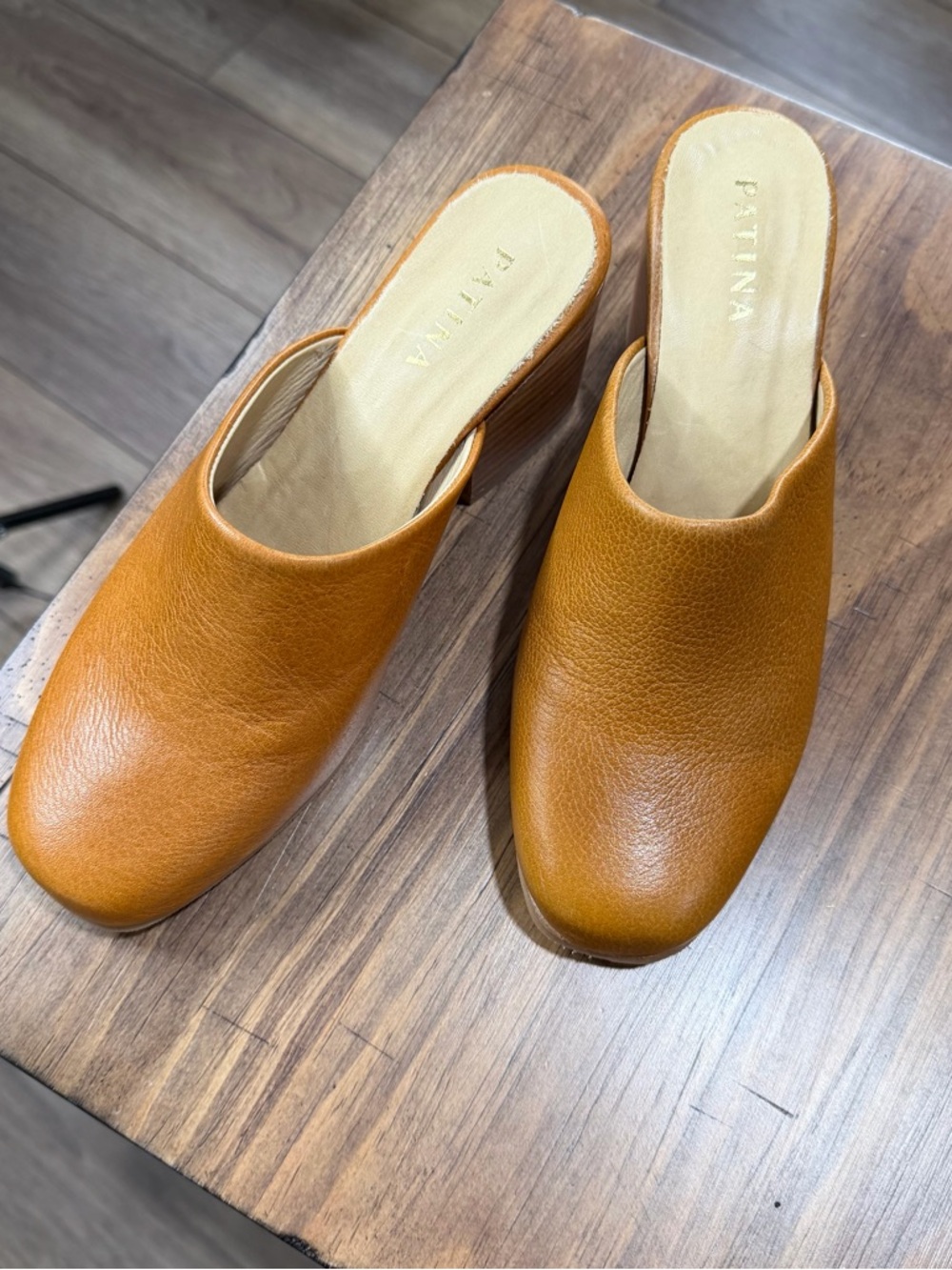 Portland Leather Patina Women's Cognac Leather Slip-On Mules